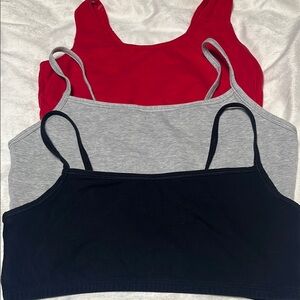 Red, Gray, and Black Sports Bra Set
